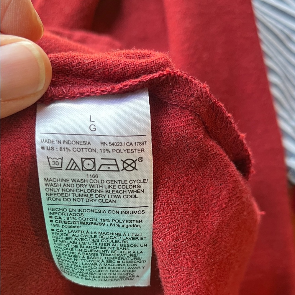 Red Button-Up flannel Shirt - Picture 4 of 4